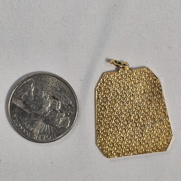 Vintage Gold Tone Black Enamel Flower Pendant Charm - Picture 6 of 6